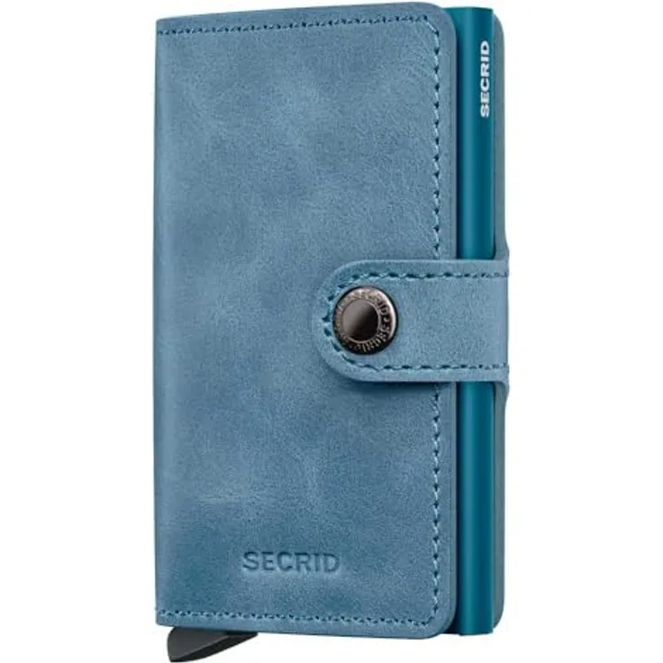 Secrid Miniwallet Vintage, Kreditkartenetui aus 100% Leder mit RFID-Schutz, 6,5 cm, petrol