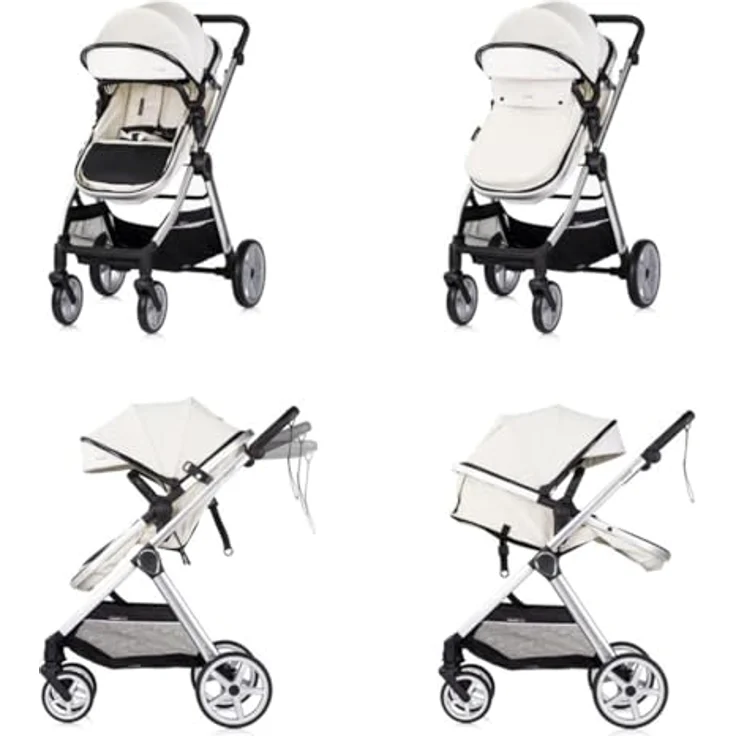 Chipolino Kombikinderwagen 2 in 1 Vista, Wickeltasche, Fußabdeckung, verstellbares Sonnendach, weiß – Bild 3
