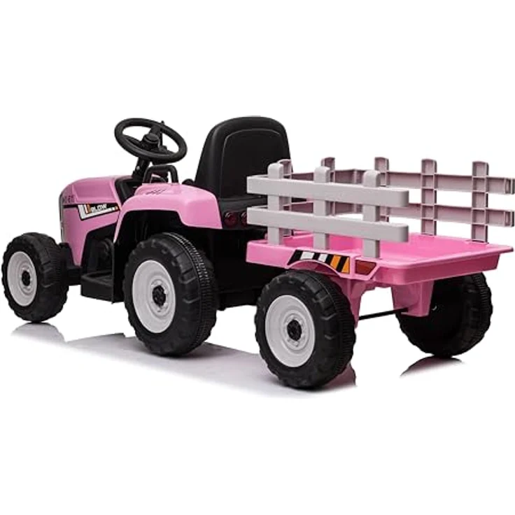 FINOOS Kinder Elektro Traktor 12V mit Schaufel & abnehmbarem Anhänger - Rosa, Kinder-Elektrofahrzeug mit LED-Licht & Musik, 2,4G Fernbedienung, 2-5km/h – Bild 5
