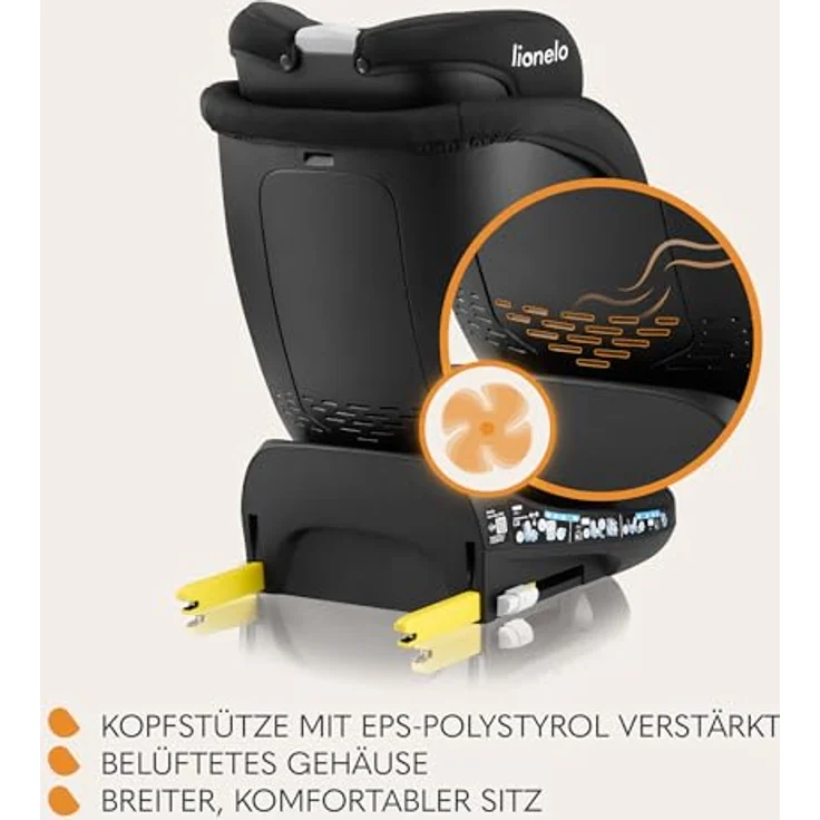 lionelo Autokindersitz NAVY I-SIZE, 360° EasyTurn-Drehbasis, 40-150cm, rückwärtsgerichtet bis 105 cm – Bild 4