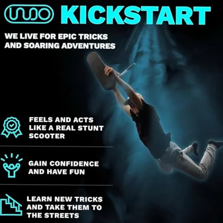 Indo Kickstarter Trampolin Stunt-Scooter Trick Trainer 570-670 H=62-72cm Neon, verstellbarer Lenker, High-Rebound-Schaumstoff-Deck, weiche TPU-Griffe – Bild 7