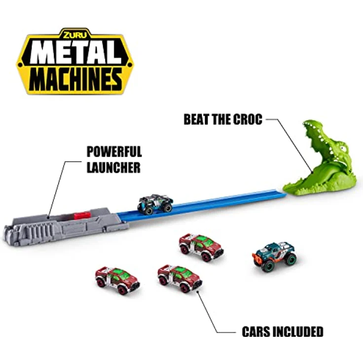 ZURU Metal Machines - Krokodil Rennbahn + Auto, aufregendes Rennspielzeug für Kinder ab 3 Jahren – Bild 4