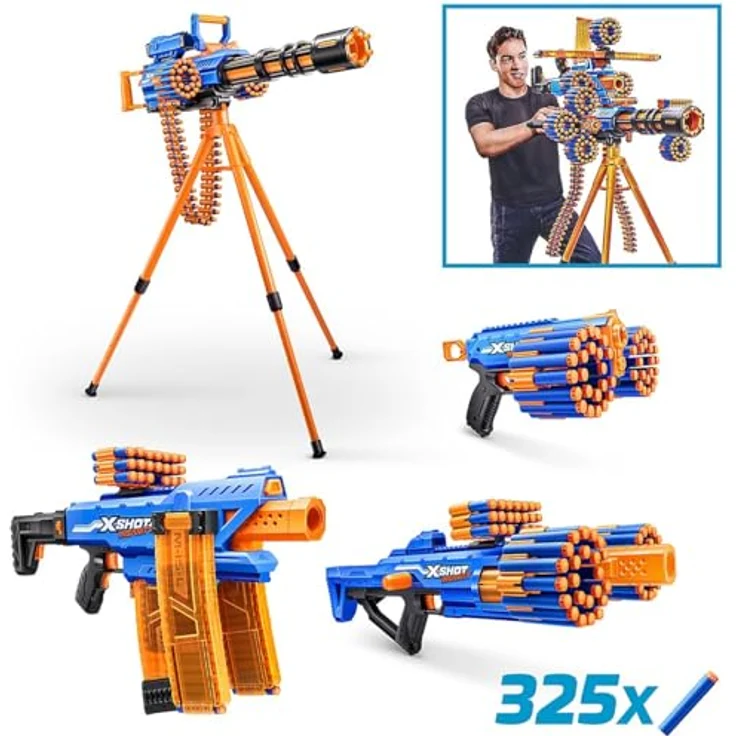 XSHOT X-Shot Insanity 4 Blaster Mad Mania Combo, motorisierte Blaster-Set mit Motorized Clip Mania, Berzerko, Rage Fire und Manic Blaster, inkl. 72 Darts, Reichweite bis zu 30 Metern – Bild 2