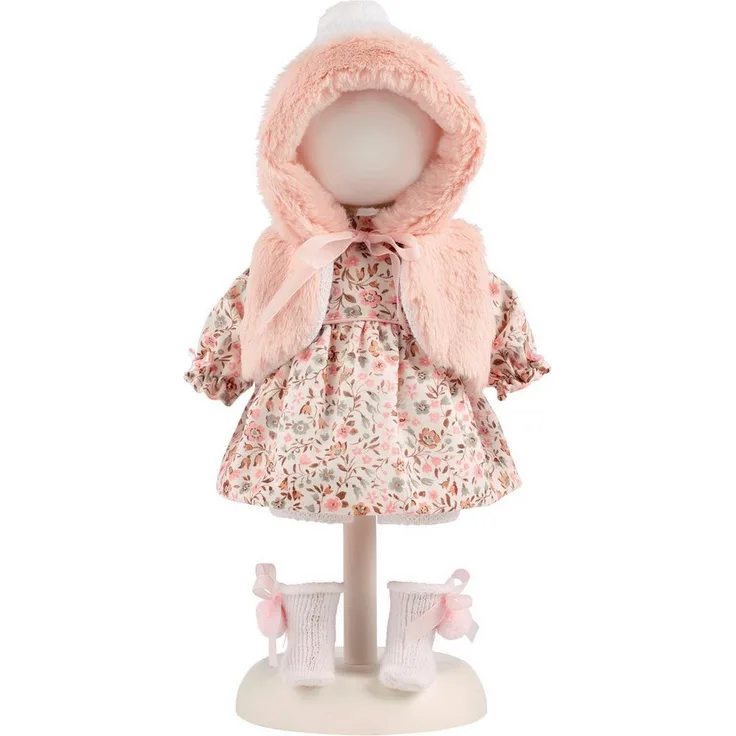 Llorens Kleiderset Romantik rosa, Puppenkleidung für 35 cm große Puppen, bestehend aus Kleidchen, Söckchen und Kuschelweste mit Kapuze