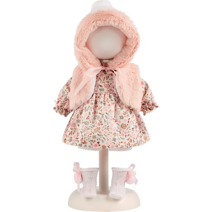 Llorens Kleiderset Romantik rosa, Puppenkleidung für 35 cm große Puppen, bestehend aus Kleidchen, Söckchen und Kuschelweste mit Kapuze