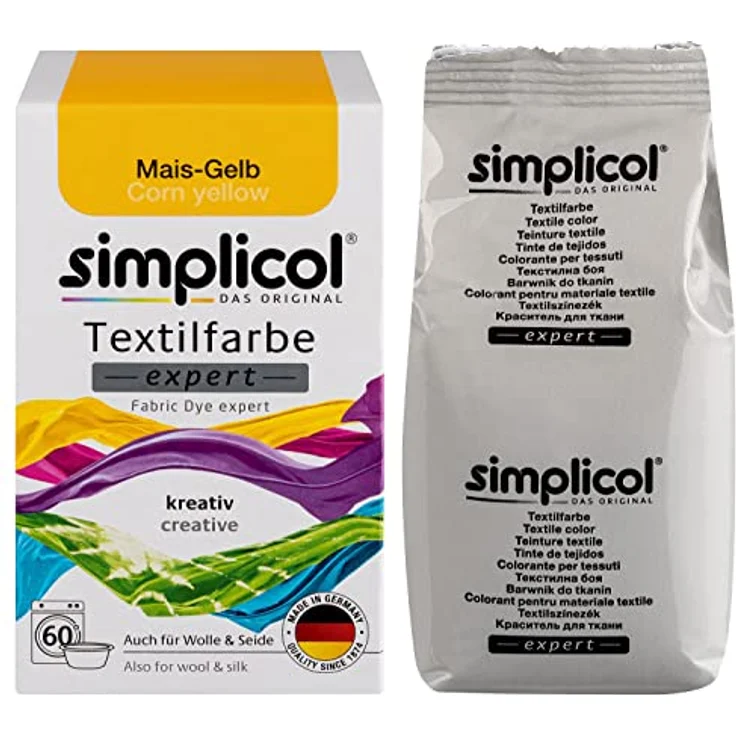 simplicol Textilfarbe expert Mais-Gelb 1701 - Zum Umfärben und Auffrischen von Kleidung, Waschmaschinenfest, für Baumwolle, Wolle, Seide, Leinen, Viskose & Mischgewebe – Bild 2