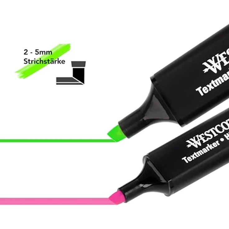 Westcott Textmarker Tischset 20 Stück in Neon und Pastell | Organisationssystem, 2-5 mm Strichstärke, Premium Tinte | E-744250 00 – Bild 3