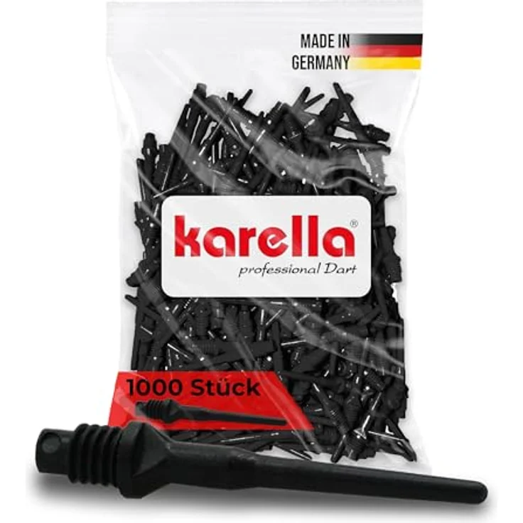 Karella Profi Dartspitzen Keypoint-Special, 1000 Stück, extrem formstabile 2BA Gewinde, Soft Tips in schwarz, rot, blau, weiß, Made in Germany – Bild 1