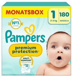 Pampers Premium Protection Windeln Gr.1 Newborn (2-5 kg), Halbmonatsbox, 180 St