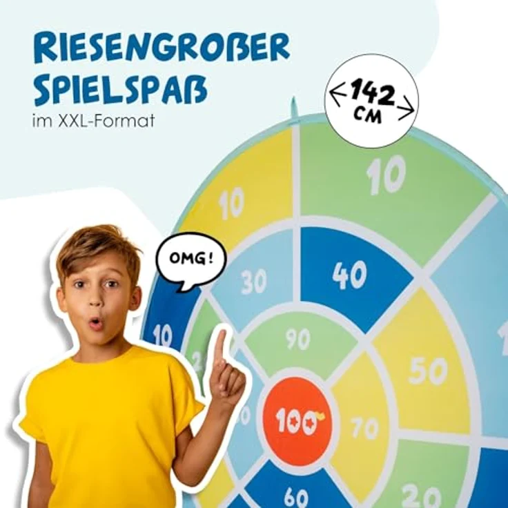 Alldoro XXL Dartscheibe, 142 cm Durchmesser, faltbare Pop-Up Dartscheibe mit 12 Klettbällen und Tragetasche – Bild 2