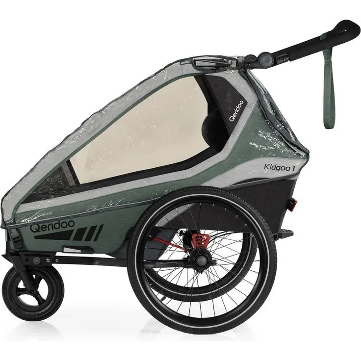 Qeridoo Kinderwagen-Regenschutzhülle Kidgoo 1, Regenschutz Regenverdeck für Qeridoo Fahrradanhänger Kidgoo 1, transparente Folie mit Belüftungslöchern, Polyethylen, passend für Qeridoo Kidgoo 1