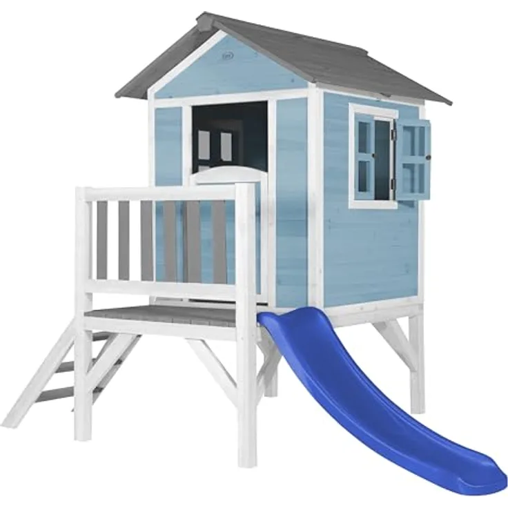 AXI Spielhaus Beach Lodge XL, Stelzenhaus aus FSC Holz in Blau mit Rutsche, 167 x 240 x 189 cm, für Kinder im Garten