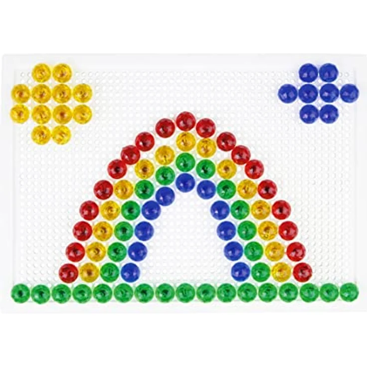 Lena 35627 - Mosaik Steckspiel Set, Steckmosaik mit 120 transparente Stecker, Mosaikstecker Ø 15 mm, Mosaikspiel für Kinder ab 3 Jahre, Komplettset mit Steckplatte ca. 28 x 19,5 cm und Organizer – Bild 2