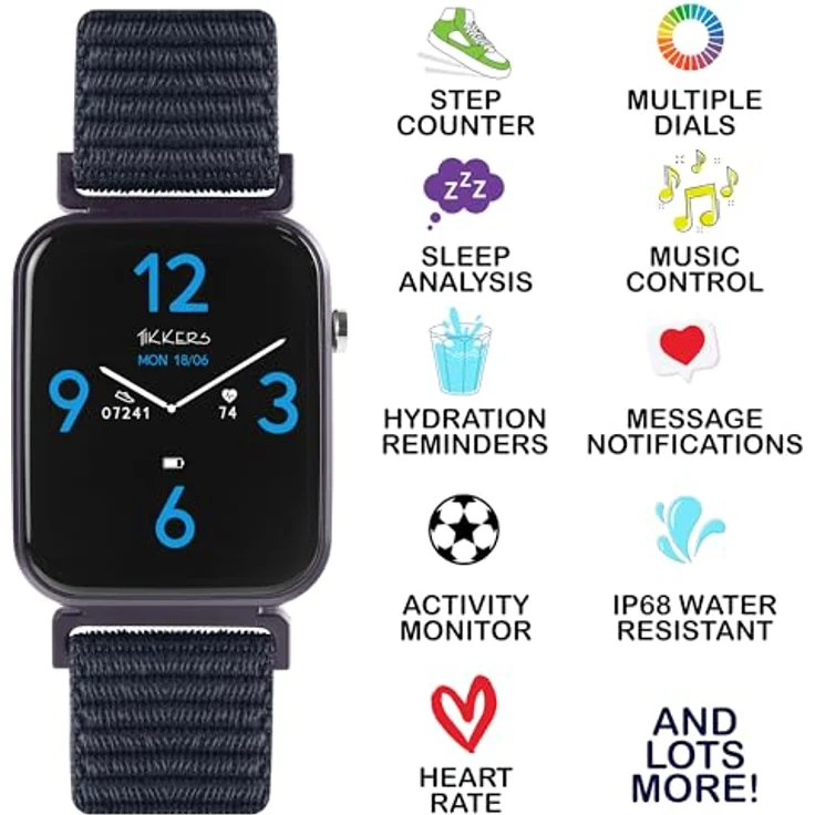 Tikkers Kids Series 13 Smartwatch mit Fitness-Tracker, GPS, Kamera, Pulsmesser, Schrittzähler - Marineblau – Bild 3