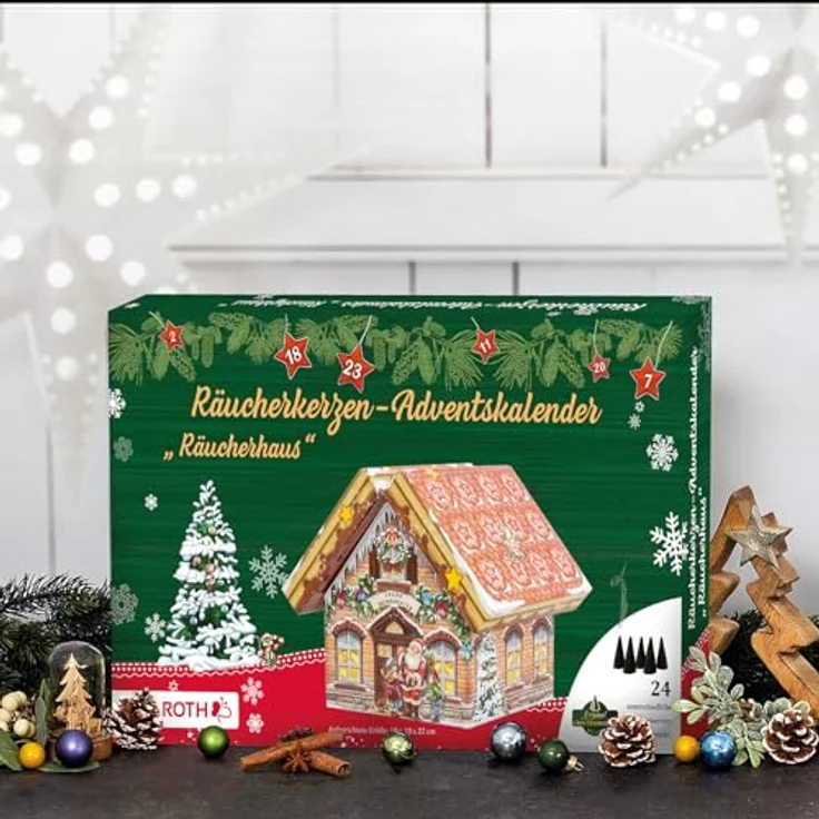 ROTH Räucherkegel-Adventskalender Räucherhaus gefüllt mit 24 verschiedenen Räucherkerzen, Räucherkerzchen-Kalender für die Vorweihnachtszeit – Bild 5