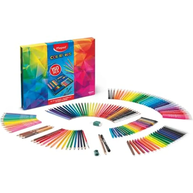 Maped - Schulmaterial - 150-teiliges Farbset - Color'Peps Infinity Collection - Tragbares Federmäppchen - Enthält mehrere Malutensilien - Hält 10 Mal länger - Große Auswahl an Farben