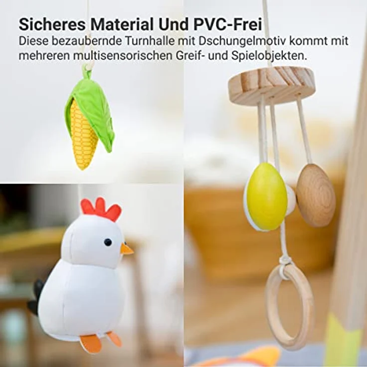Little Big Friends Farm Holz Aktivitätsbogen und Baby-Fitnessstudio mit 3 hängenden Spielzeugen, für Baby oder Neugeborene, von Little Big Friends – Bild 3