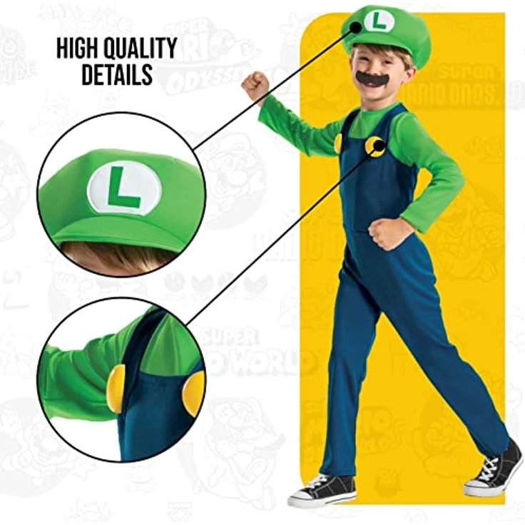 Disguise Offizielles Luigi Kostüm Kinder Super Mario Und Luigi Kostüm Kinder Faschingskostüme Kinder S – Bild 5