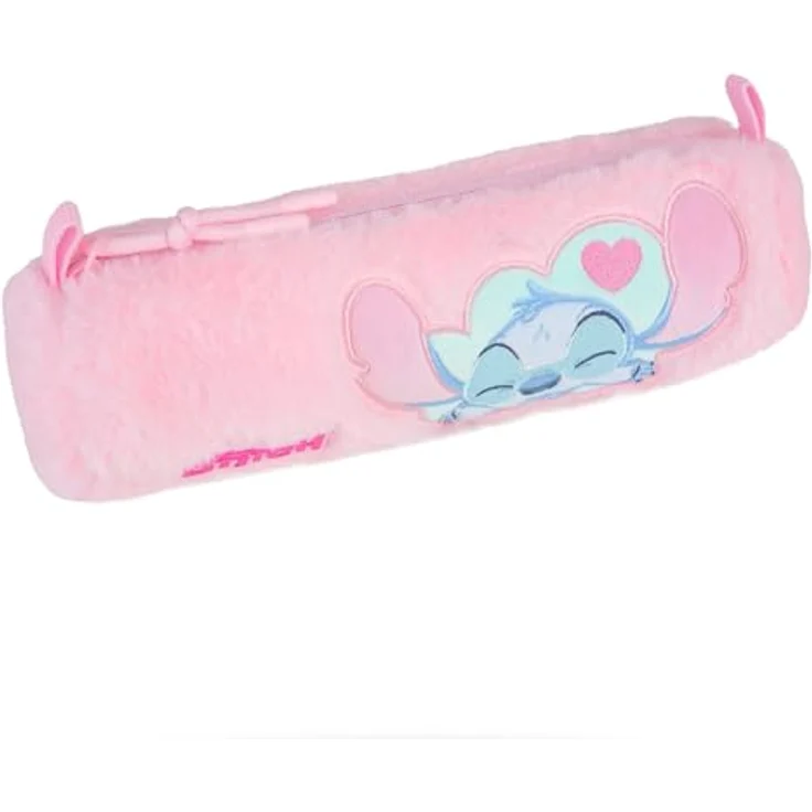 CoolPack Stifteetui Tube Stitch Fluffy, Plüsch-Federmäppchen im Zylinderformat mit Reißverschluss, Pink – Bild 1