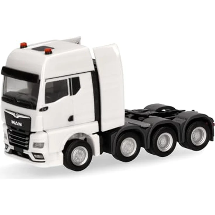 Herpa LKW Modell Man TGX GX, 4-achs Schwerlastzugmaschine (luftgefedert, 8x4), weiß, Miniatur im Maßstab 1:87, Sammlerstück aus Kunststoff, Made in Germany – Bild 1