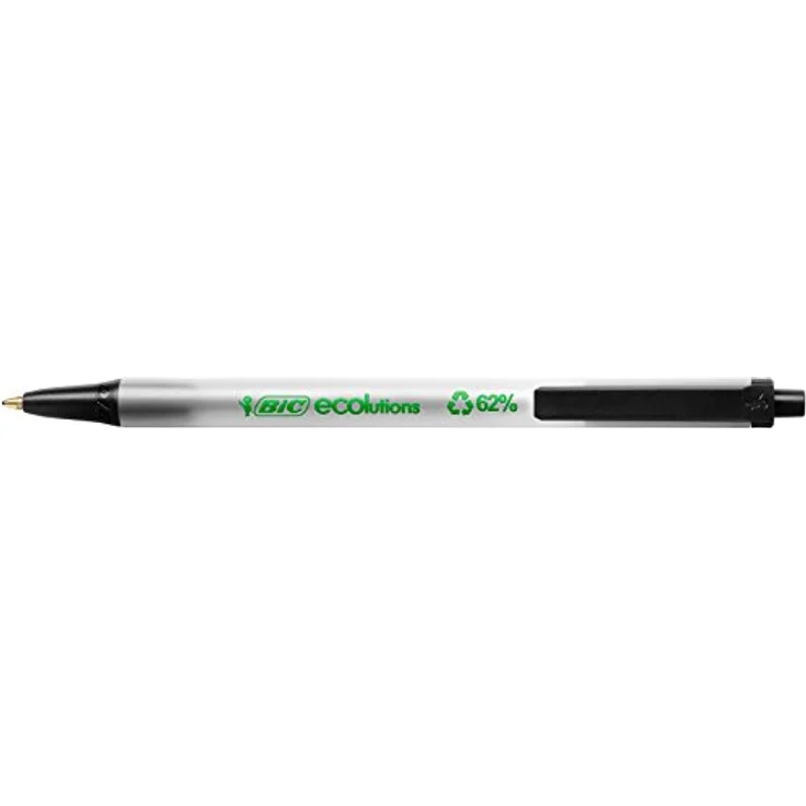 Bic Clic Stic ECOlutions, schwarzer Kugelschreiber mit mittlerer Spitze (0,4 mm), 50er Box aus 62 % recycelten Materialien – Bild 4