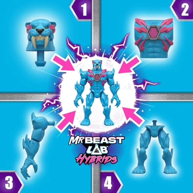 MRBEAST LAB MrBeast Lab Hybrids Einzelpackung, Sammelfigur mit über 30 Kombinationsmöglichkeiten, 10 cm groß, 1 von 10 Hybrid-Monstern – Bild 3