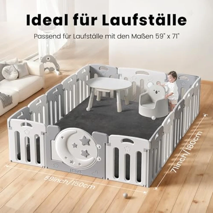 Tuocal Krabbelmatte Baby Spielmatte 150x180x3cm, Dunkelgrau, extra dicke Schaumstoffpolsterung, rutschfeste Unterseite, OEKO-TEX zertifiziert – Bild 3