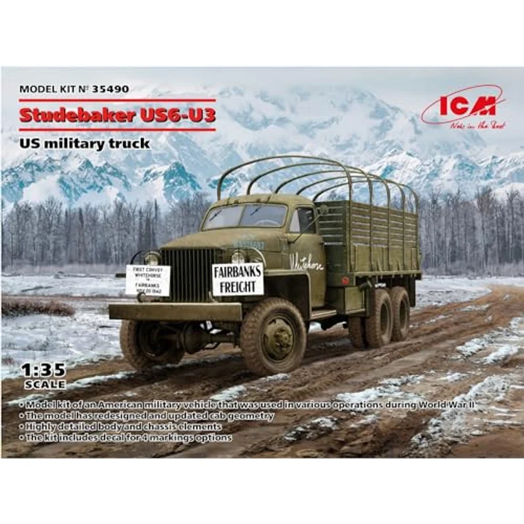 ICM Studebaker US6-U3, Modellfahrzeug im Maßstab mit detailgetreuer Nachbildung eines historischen US-Militär-Lkw – Bild 7