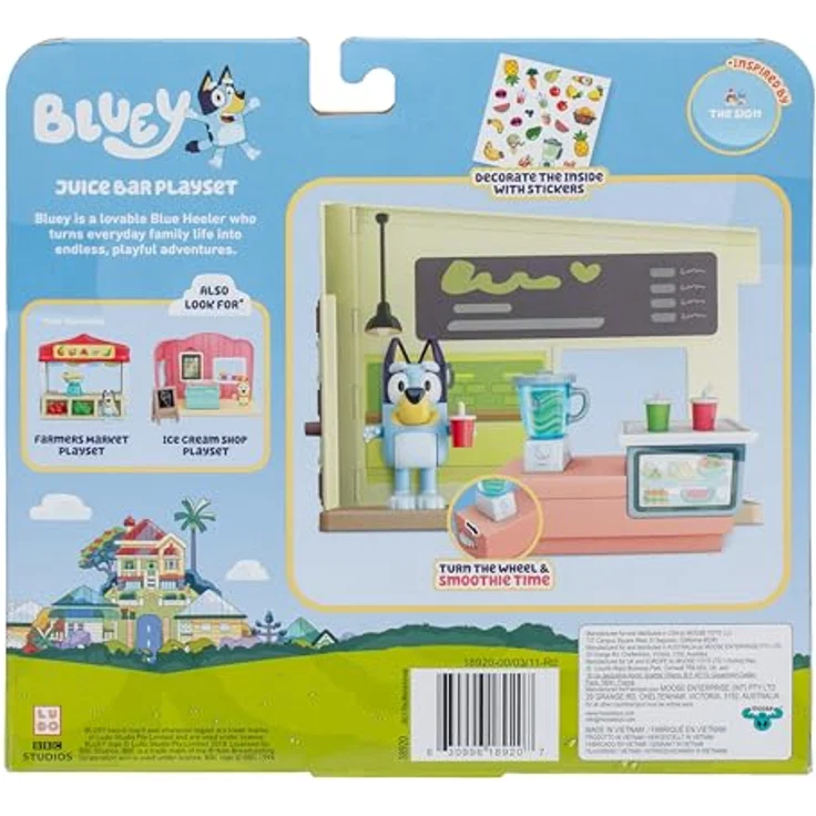 Moose Toys BLUEY-Mini-Spielset S13: Let's Play Chef Saftbar mit 1 Bluey Figur, drehbarem Mixer und Zubehör für kreatives Spielen, 7,6 cm – Bild 7
