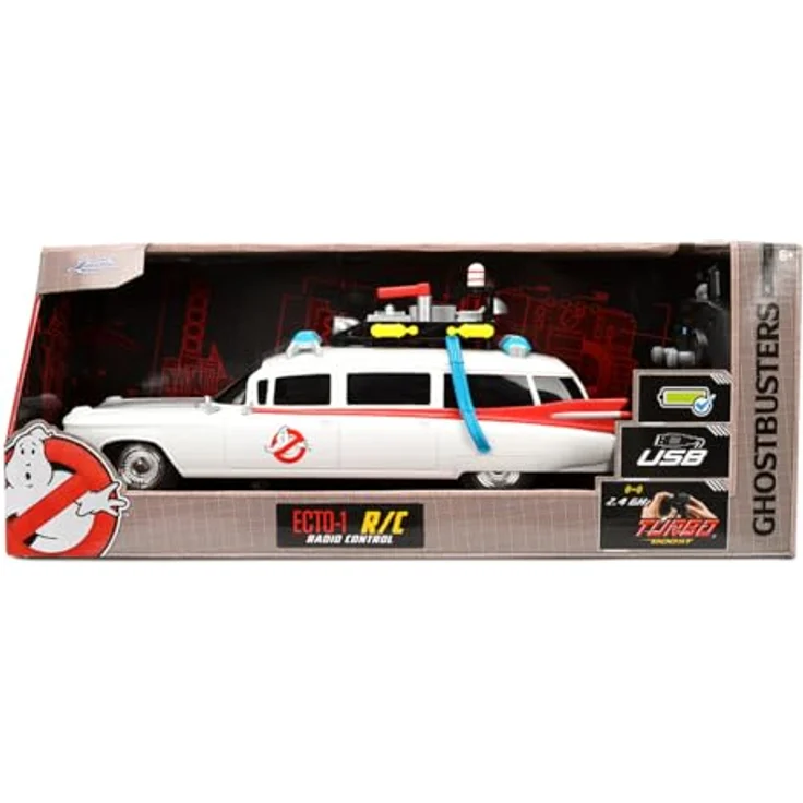 Jada Ghostbusters RC Ecto-1 1:16, detailgetreues Modellauto mit 2-Kanal-Funksystem, 2,4 GHz, USB-Ladefunktion, mehrfarbig – Bild 5