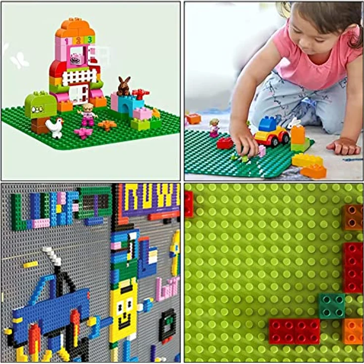6 Kompatibel mit Bauplatte Lego Classic, Platten-Set Bauplatte Kompatibel mit Meisten Marken, Grundplatte,Grüne Blaue Graue Grundplatte,25. 5*25. 5cm – Bild 5