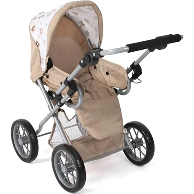 Bayer Chic 2000-560-63 - Puppenwagen Leni, 2in1 Kombipuppenwagen mit herausnehmbarer Tragetasche, Bärchen beige, 64 x 37 x 68 cm – Bild 4