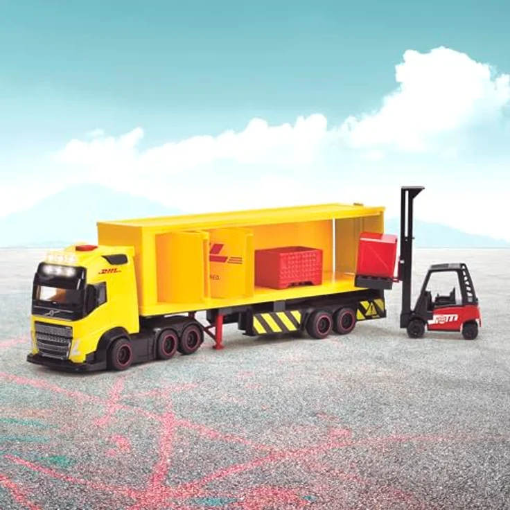 Dickie Toys 203747018 Volvo LKW DHL, 35 cm - Spielzeugauto mit Licht- und Soundeffekten, detailgetreue Nachbildung – Bild 5