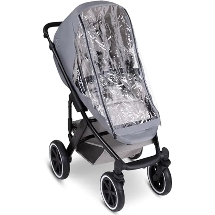 ABC Design 4 Seasons Pram - Grey, Kinderwagen Regenschutz mit einfachem Ein- und Ausstieg, integrierten Reflektoren und Transporttasche