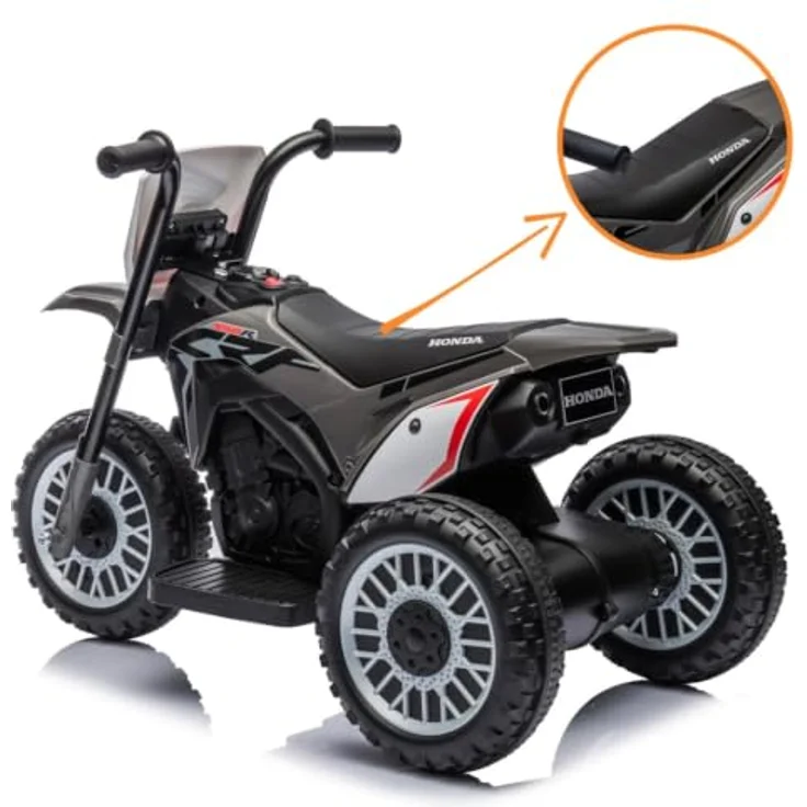 Vrooomy Honda CRF450 Kinder Elektro Motorrad 6V, mit 3 Rädern, automatischer Bremse und Hupe, schwarz, für 1–3 Jahre – Bild 7