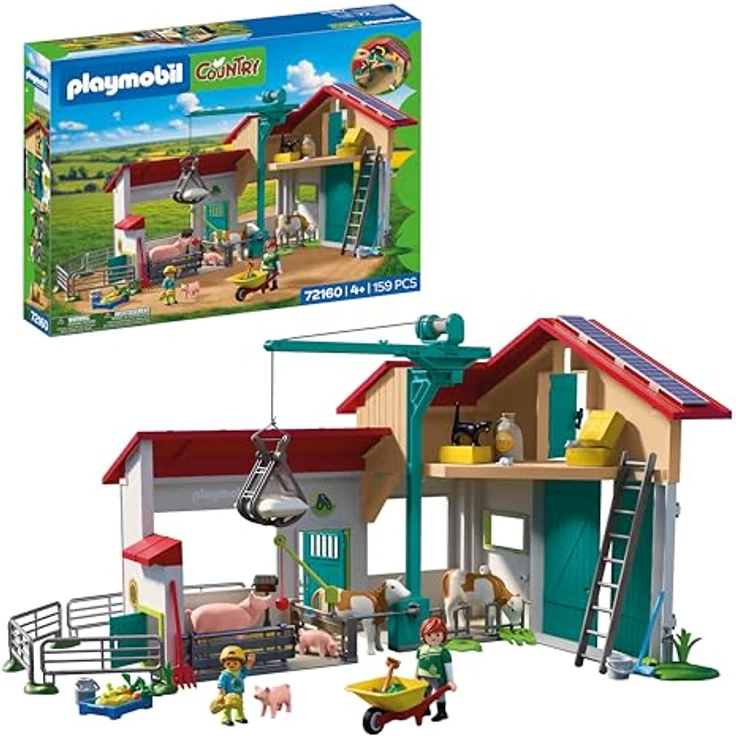 Playmobil Country - Großer Bauernhof mit funktionierendem Ladekran, Tierställen und beweglichen Tieren – Bild 1