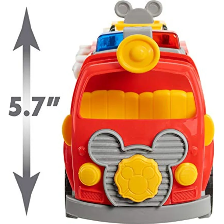 Just Play Disney Junior Mickey Mouse Feuerwehrauto mit Licht und Sound lustige Mickey-Sprüche und Feuerwehrauto-Soundeffekte, 2 bewegliche Sammelfiguren Mickey und Pluto, ab 3 Jahren – Bild 4
