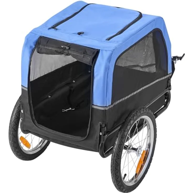 VEVOR Hundeanhänger PTS101, faltbarer Fahrradanhänger für kleine & mittelgroße Hunde bis 30 kg, universelle Kupplung, Wetterschutz, Reflektor und interne Leine – Bild 4