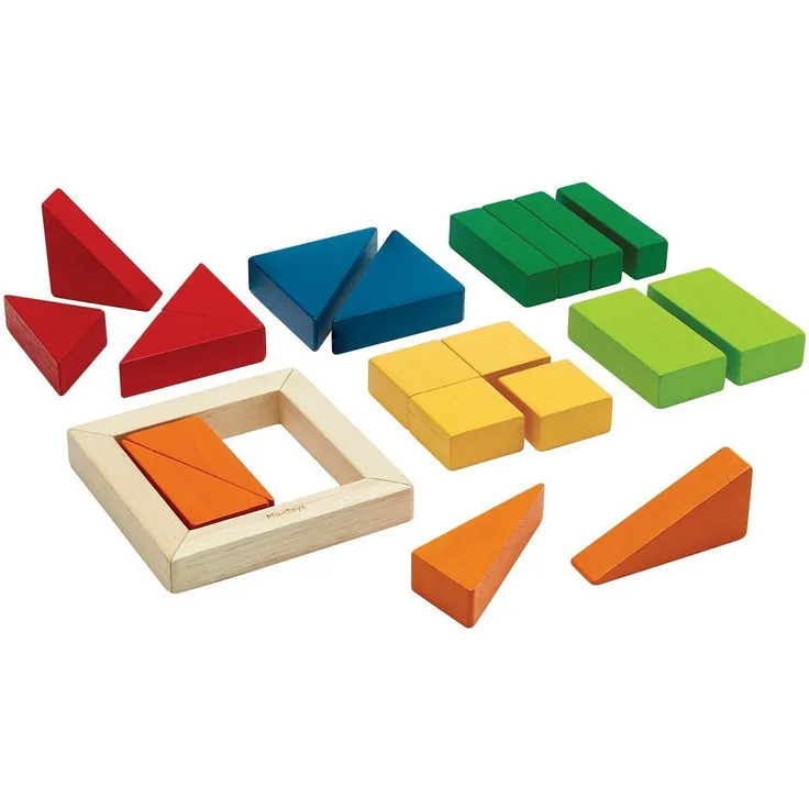 Plantoys Geo Blöcke Unit Link, Lernspielzeug-Set mit 20 Holzklötzen zur Formerkennung und mathematischen Fähigkeiten