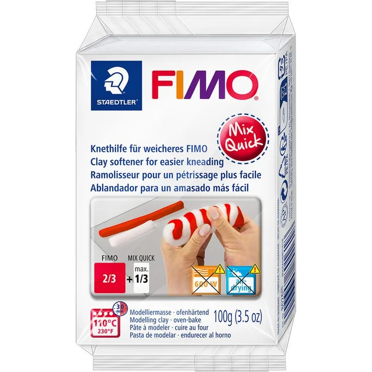 FIMO Modelliermasse Mix Quick Knethilfe, 100 g Block, extra weiche Knetmasse