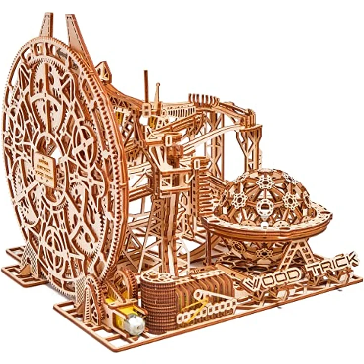 Wood Trick Galaxy Marble Run 3D Holzpuzzles zum Bauen für Erwachsene und Kinder - Elektrisch angetrieben - Holzmodellbausätze für Erwachsene und Jugendliche zum Bau einer Achterbahn – Bild 4