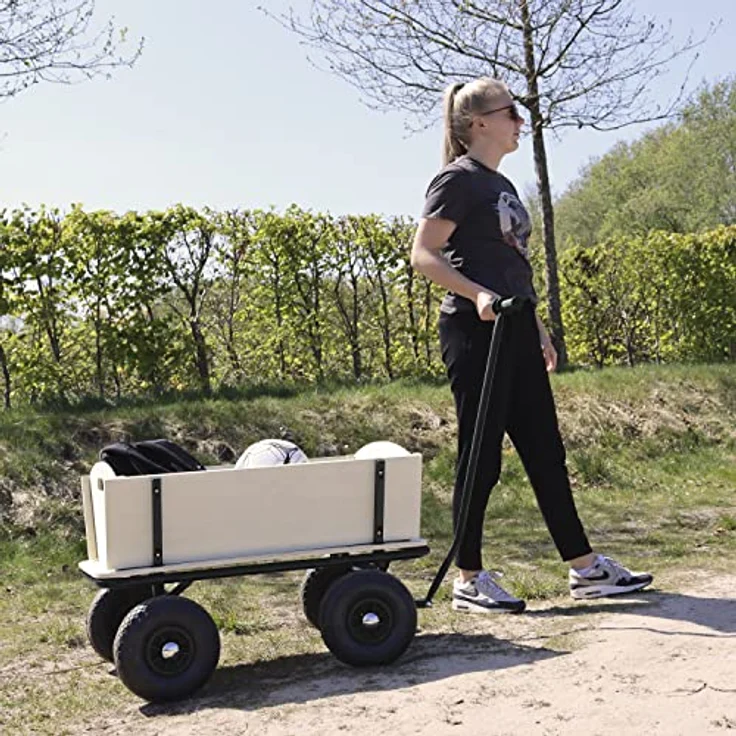 Ambia Garden Bollerwagen, Schwarz/Braun aus Holz/METALL, 95x97x61 cm, CE-zertifiziert, Kinderwagen für den Outdoor-Einsatz – Bild 8