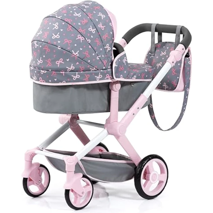 Bayer Design Puppenwagen Xeo, höhenverstellbar und wandelbar, mit Tasche und schwenkbaren Vorderrädern, geeignet für Puppen bis 46 cm – Bild 3