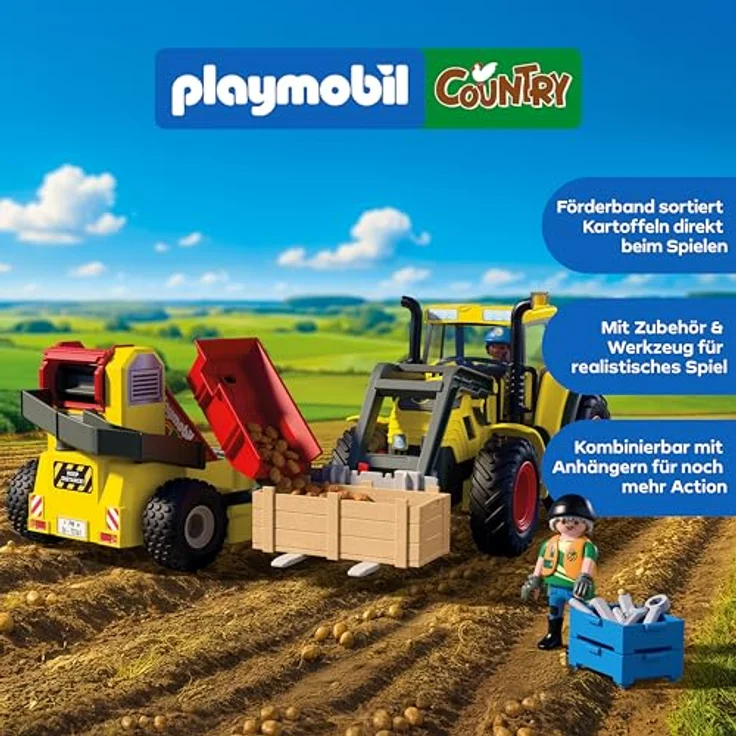 Playmobil Großer Traktor mit Kartoffelroder, inklusive Schnellwechselplatte und Sortiersystem für Kartoffeln – Bild 3