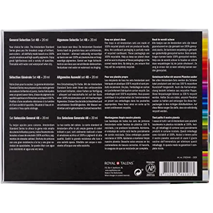 Amsterdam Standard Series Acrylfarben Set für Einsteiger, 48 x 20 ml Tuben, Basis Farbauswahl mit seidenmattem Finish – Bild 2