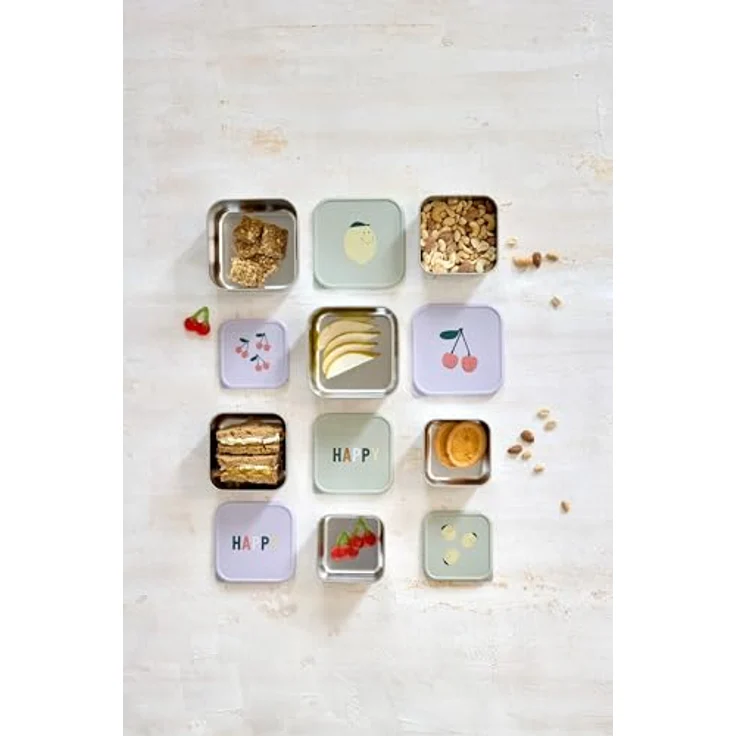 Lässig 3-tlg. Edelstahl-Snackboxen-Set - Happy Fruits - Cherry, stapelbar, BPA-frei, spülmaschinengeeignet – Bild 4