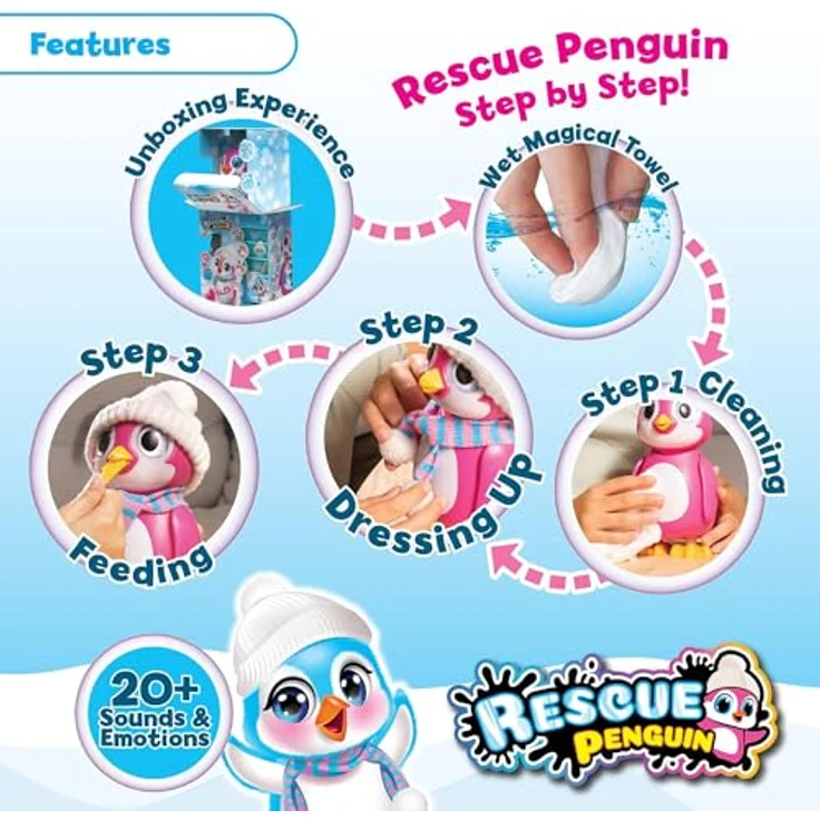 Silverlit RESCUE PENGUIN, interaktives Kuscheltier mit Licht- und Soundfeatures, 2-fach sortiert – Bild 9
