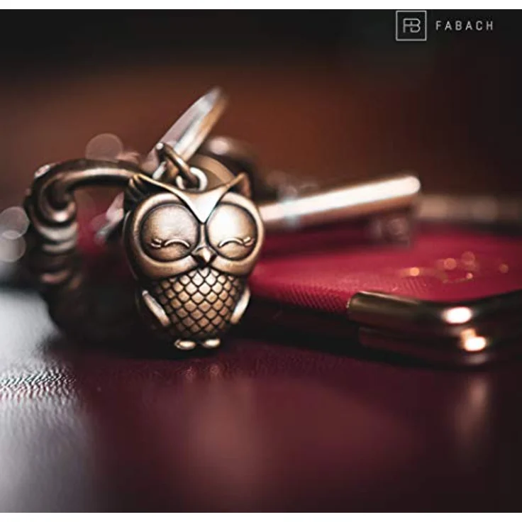 FABACH Eule Schlüsselanhänger Owly mit Gravur, Freundschafts- und Glücksbringer aus Bronze mit Lasergravur "Whenever you need me owl be there" – Bild 5