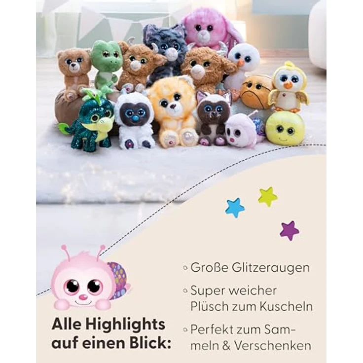 NICI Kuscheltier GLUBSCHIS Schnecke Snilli, 13cm, rosa, weiches Plüschstofftier mit Glitzeraugen, ideales Geschenk für Kinder und Erwachsene – Bild 4