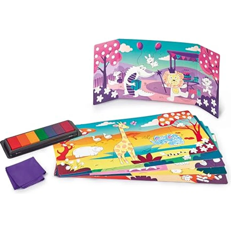 Maped CREATIV MY FIRST Fingerabdruck Stempelset, 7 Farben für kreatives Malen, inkl. Karten & Reinigungstuch, ideal für Kinder ab 3 Jahren – Bild 4